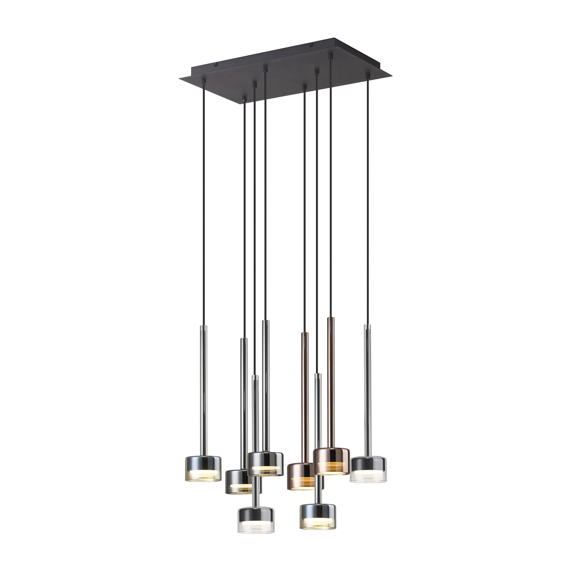 M7880/2700K  Tonic Rectangular Dimmable Pendant 8 Light 2700K Black/Chrome/Bronze/Copper